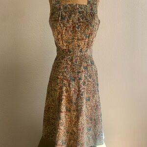 Handmade Floral Corduroy Sleeveless Dress